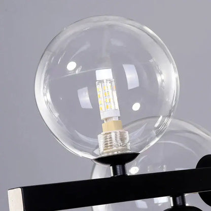 Modern black and gold glass ball led chandelier with clear glass ball gold globe and visible leds for dining room decorbites glass ball