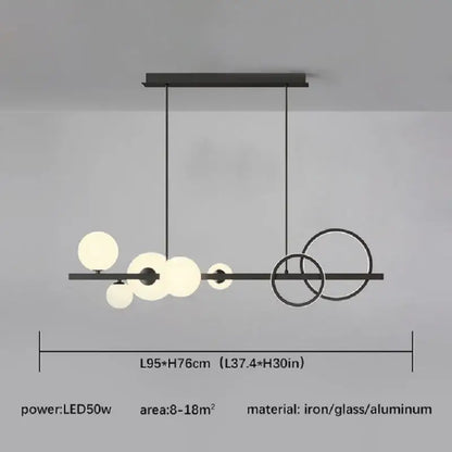 Modern black metal pendant light with spherical frosted glass globes and ball gold black ring accents for dining room decorbites glass ball
