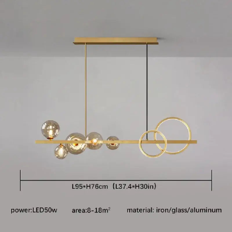 Modern black and gold glass ball led chandelier with sleek horizontal bar and hanging glass spheres for dining room decorbites glass ball