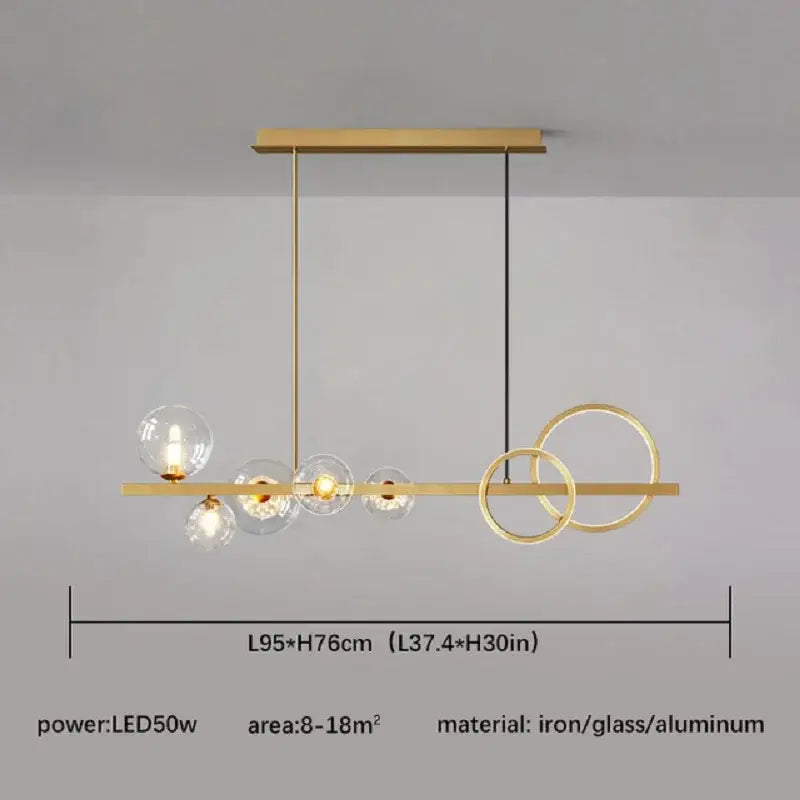 Modern black and gold glass ball led chandelier with gold-toned glass ball decorbites for dining room lighting