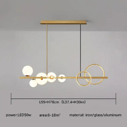 Modern black and gold glass ball LED chandelier featuring decorbites glass ball globes for dining room lighting decor