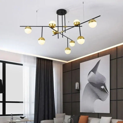 Modern black and gold glass ball pendant lamp with minimalist geometric design for dining room decorbites glass ball fixture