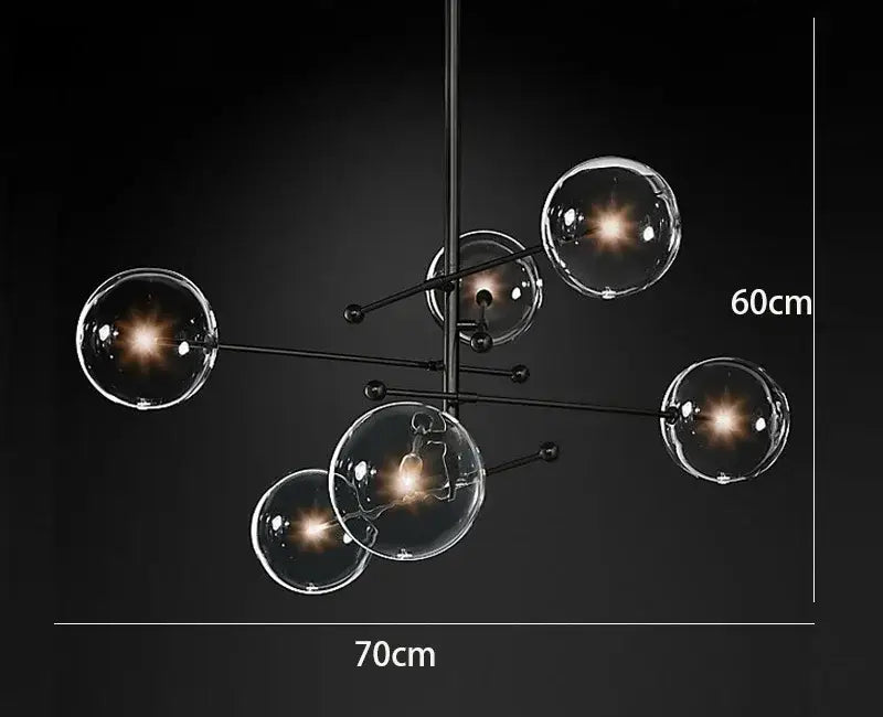 Modern black gold glass led chandelier with clear glass spherical bulbs for living room decorbites black gold lighting