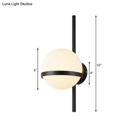 Modern black metal wall sconce with frosted glass shade and horizontal gold band light type e26 e27 for bedroom use