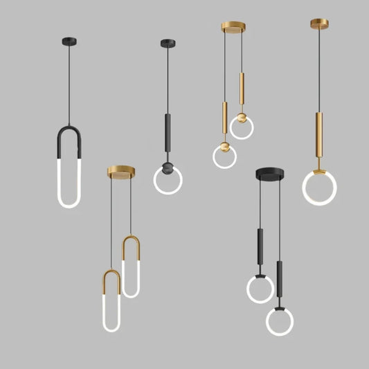 Modern Black Gold Iron Acrylic Pendant Light