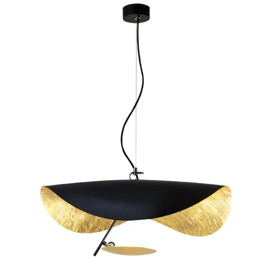 Modern black and gold leaf pendant light with decorbites gold texture for elegant living room decor