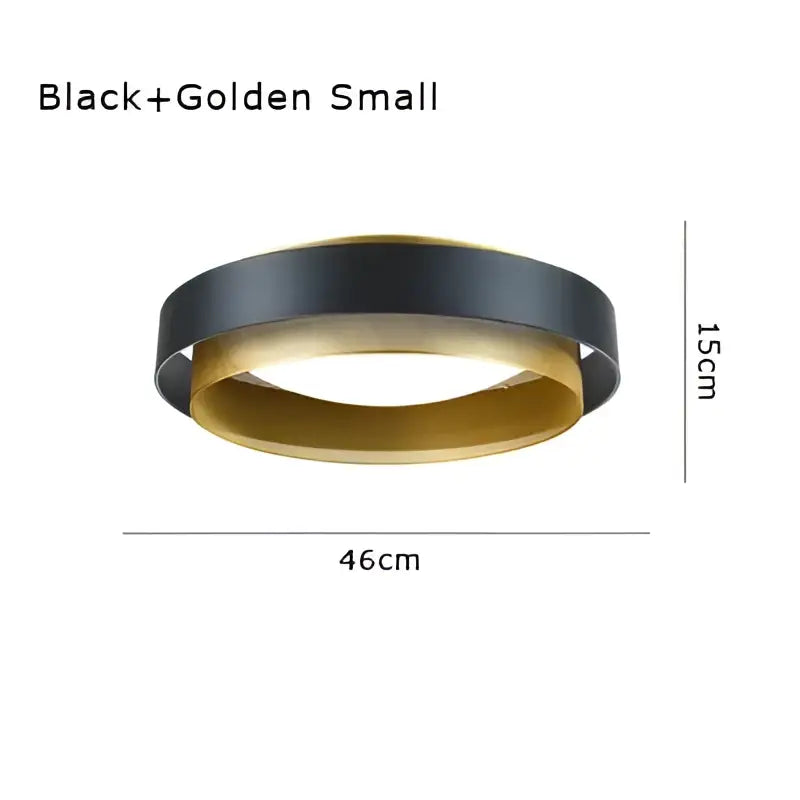 Modern black and gold led ceiling lamp with circular sleek design ideal for home office lighting