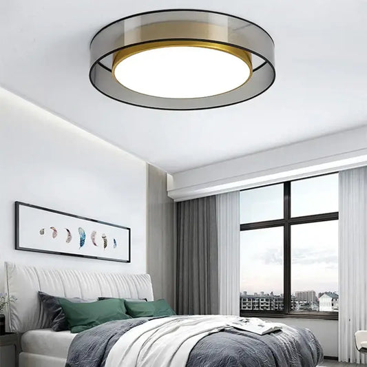 Modern black and gold led ceiling light with frosted glass center and circular design for living room ceiling light use