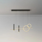 Modern black and gold geometric metal dinner suspension lamp with intersecting circles and led island pendant design