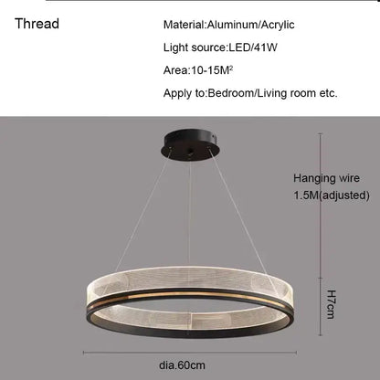 Modern black gold led pendant light with sleek circular aluminum and acrylic ring design for dining room use