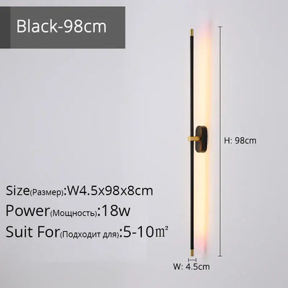 Modern black and gold led strip wall lamp with sleek vertical bar and minimalist design for bedroom decorbites led strip