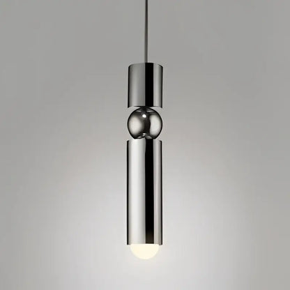 Modern black gold led tube pendant lamp featuring a chrome cylindrical design with polished spherical accent decorbites black gold