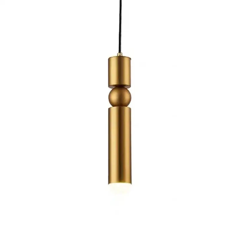 Modern black gold led tube pendant lamp with brushed gold finish and cylindrical stacked geometric design decorbites black gold