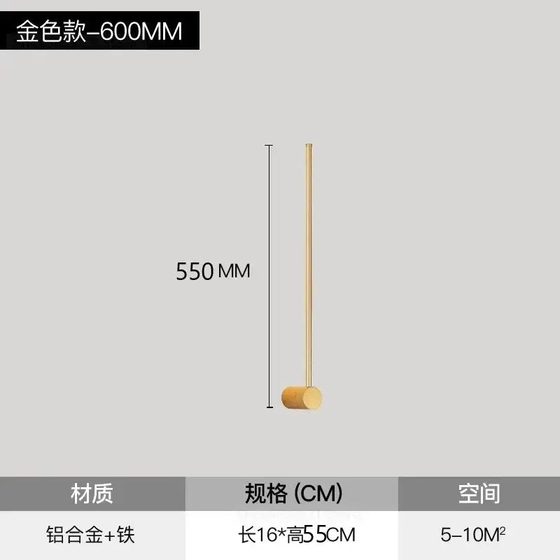 A sleek gold floor lamp 550mm tall with aluminum and iron construction for modern black and gold led wall lamps decor