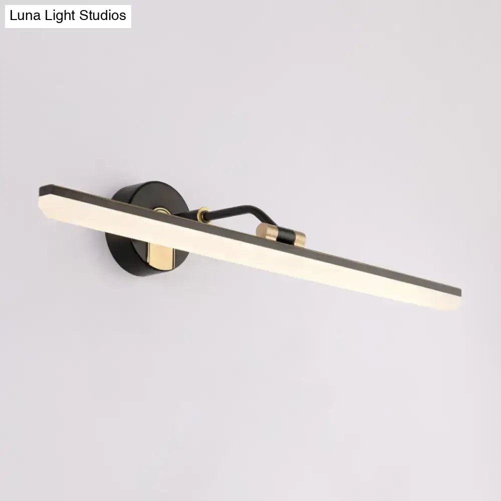 Modern black and gold wall light with elongated rectangular led panel 110v-120v bathroom inch fixture
