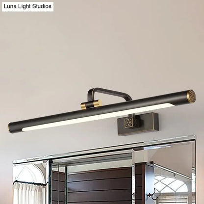 Modern black and gold led wall light with bronze finish and sleek cylindrical design for bathroom vanity bulb base