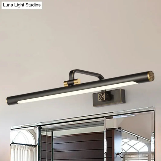 Modern black and gold led wall light with bronze finish and sleek cylindrical design for bathroom vanity bulb base