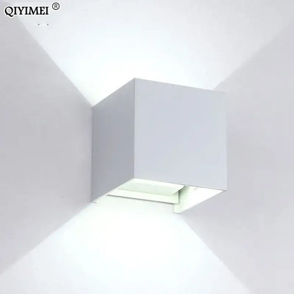 White cube-shaped decorbites led wall light fixture with modern minimalist design for indoor and outdoor use