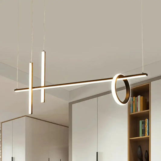 Modern gold-toned decorative pendant light with minimalist geometric design for black linear island 220v-240v use