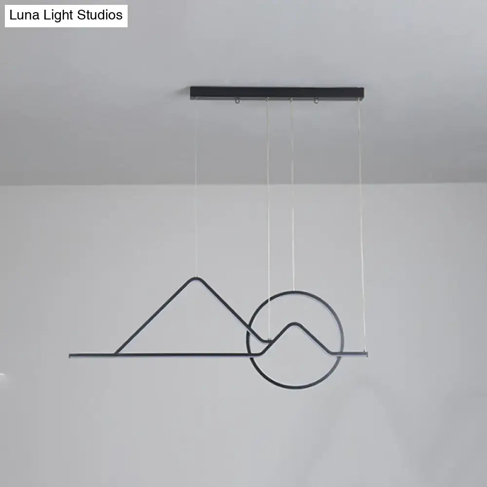 Decorbites contemporary black gold led pendant chandelier with abstract mountain and sun design for dining room 220v-240v 110v-120v