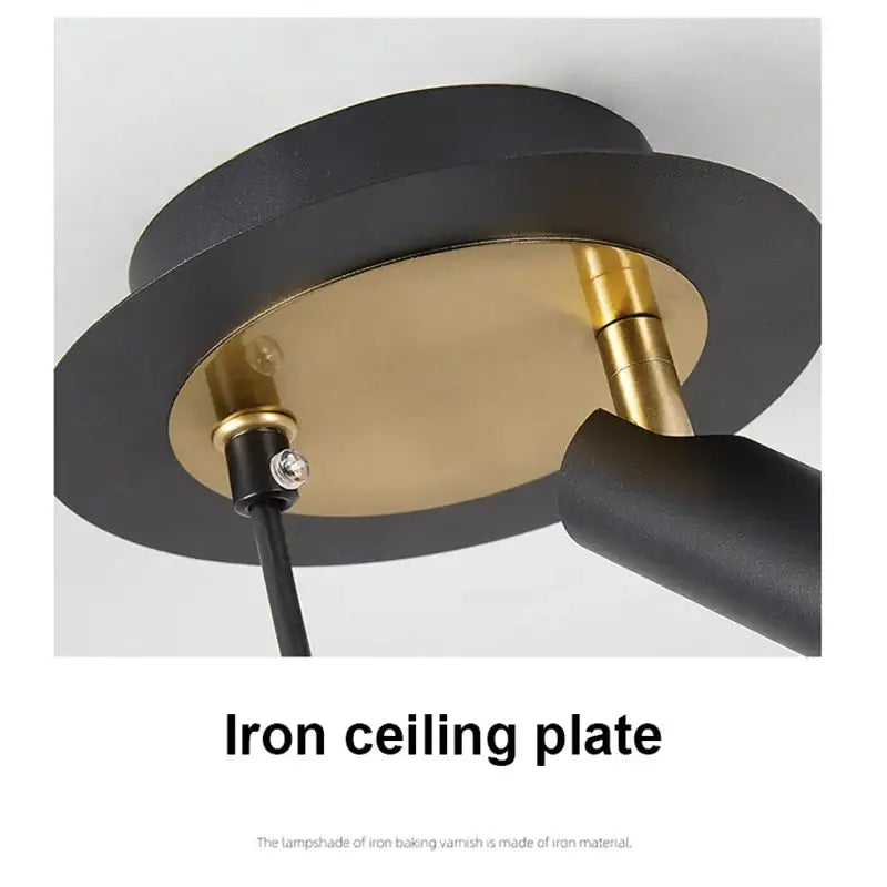 Modern black and gold iron ceiling plate with matte finish for pendant light in modern interiors light sources