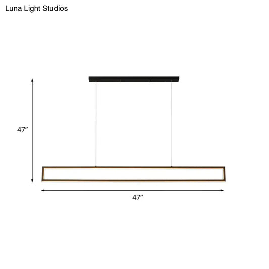 Modern black and gold rectangular led pendant light with sleek design emitting soft white light for dining room 110v-120v