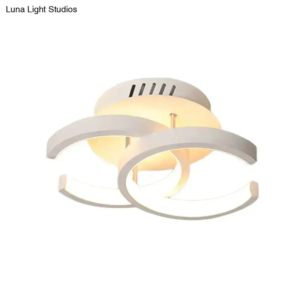 Modern white led ceiling lamp with three overlapping circular rings and warm glow for round square moon lighting efficiency