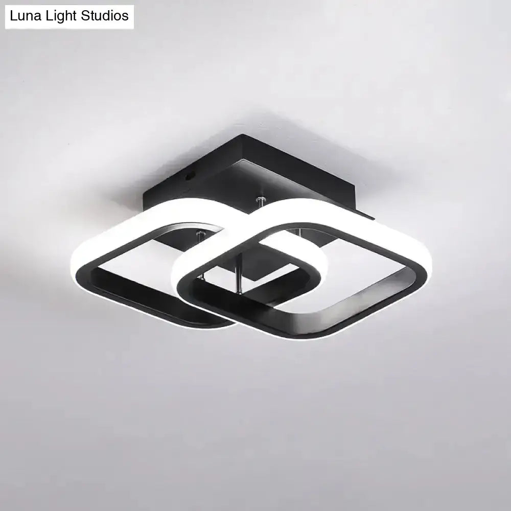 Modern black and white led ceiling lamp with geometric interlocking squares for exceptional lighting efficiency round square moon