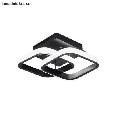 Modern black and white led ceiling lamp with geometric interlocking squares offering exceptional lighting efficiency for corridors