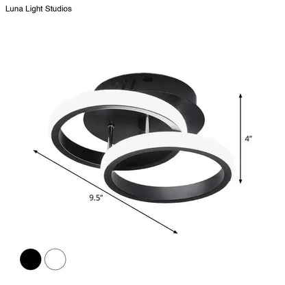 Modern black and white circular led ceiling lamp with sleek overlapping rings offering exceptional lighting efficiency for corridor round square moon