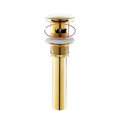 Gold-colored sleek metal drain stopper with cylindrical body for decorbites black basin faucet bathroom sink decor