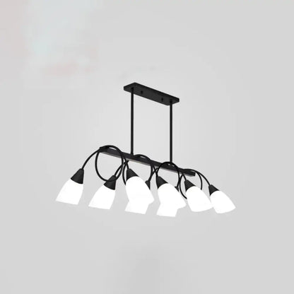 Decorbites™ black metal chandelier with six frosted white glass shades ceiling light for dining room suspension fixture