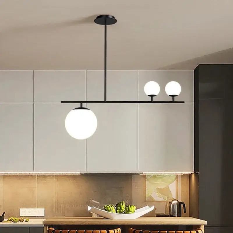 Modern black metal pendant light with three white glass globes for decorbites black golden kitchen chandelier decor