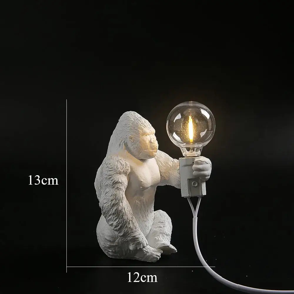 Modern black gorilla night light white resin lamp holding clear filament bulb for bedroom decorbites gorilla night light