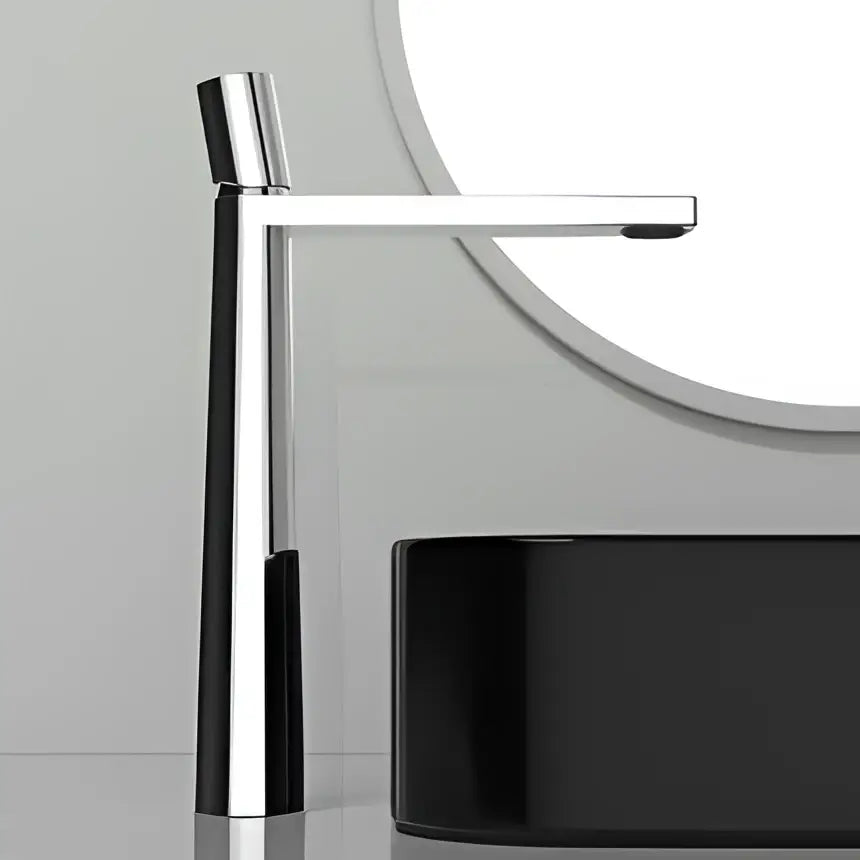 Modern black and grey brass basin faucet with chrome finish minimalist tall design decorbites basin faucet