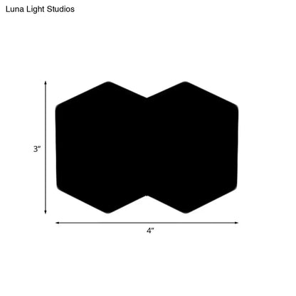 Modern black hexagon aluminum shade wall mount light with 3 by 4 inch black hexagonal-shaped coaster for bedroom decor