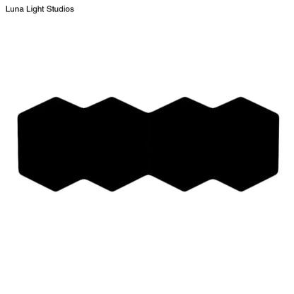 Modern black hexagon aluminum shade wall mount light with wavy zigzag pattern for bedroom decor