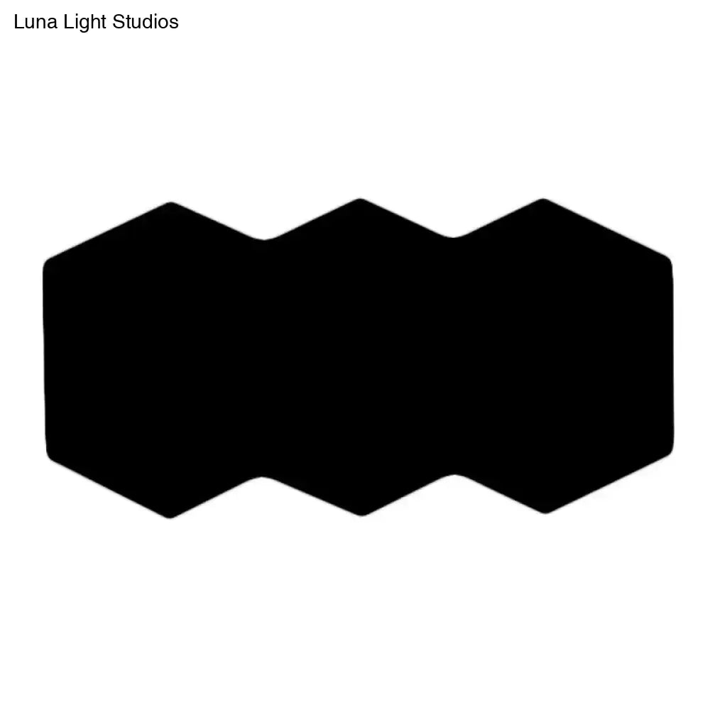 Modern black hexagon aluminum shade wall mount light with a wavy interconnected design for bedroom decor