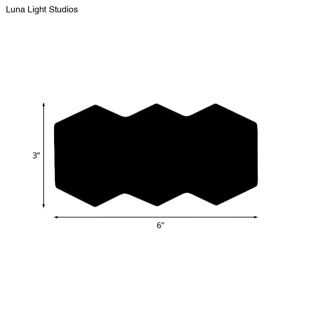 Modern black hexagon aluminum shade wall mount light measuring 3 by 6 inches for bedroom decor
