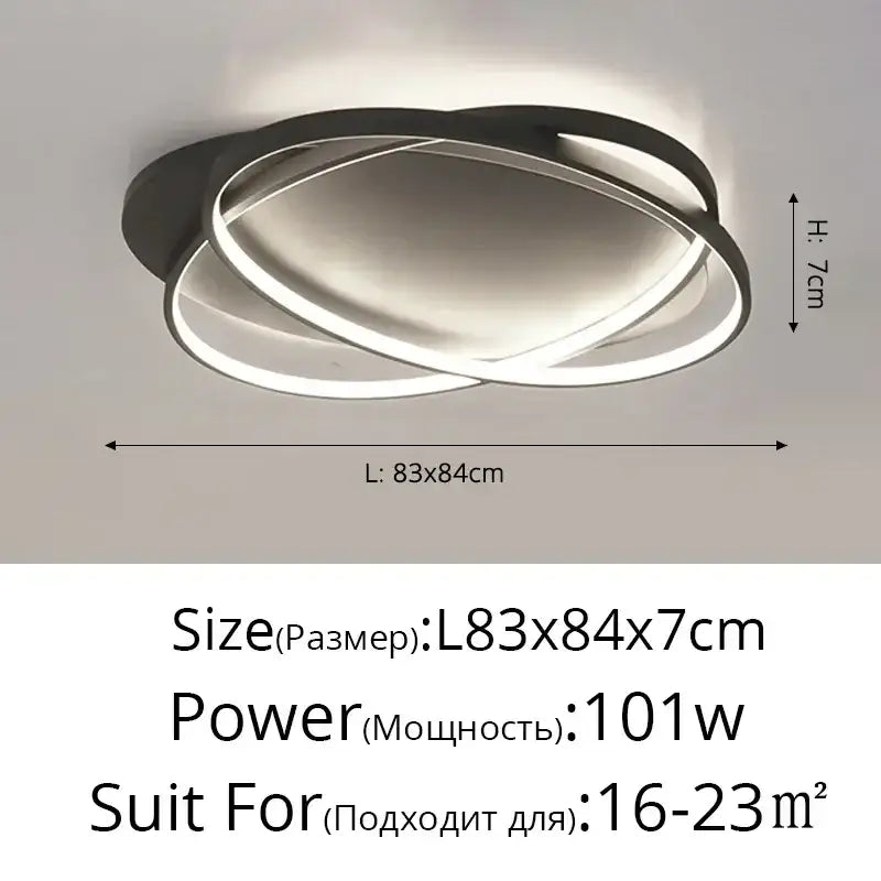 Modern black and white led ceiling light with sleek intertwined circular design for decorbites elegant ceiling decor
