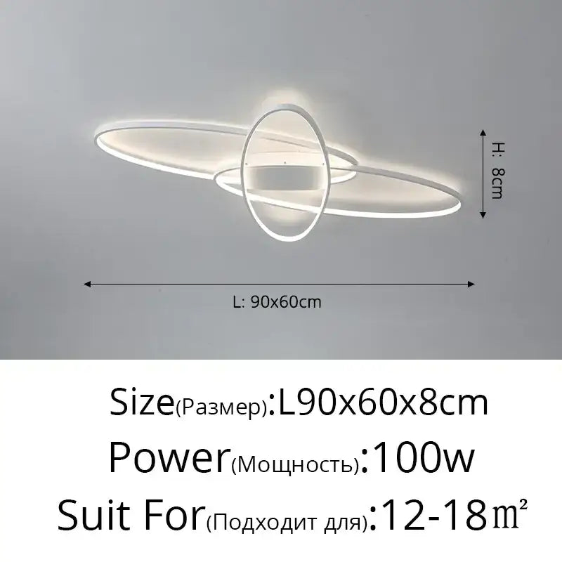Modern white led ceiling light with sleek intersecting circular rings designed as decorbites dimmable ceiling fixture
