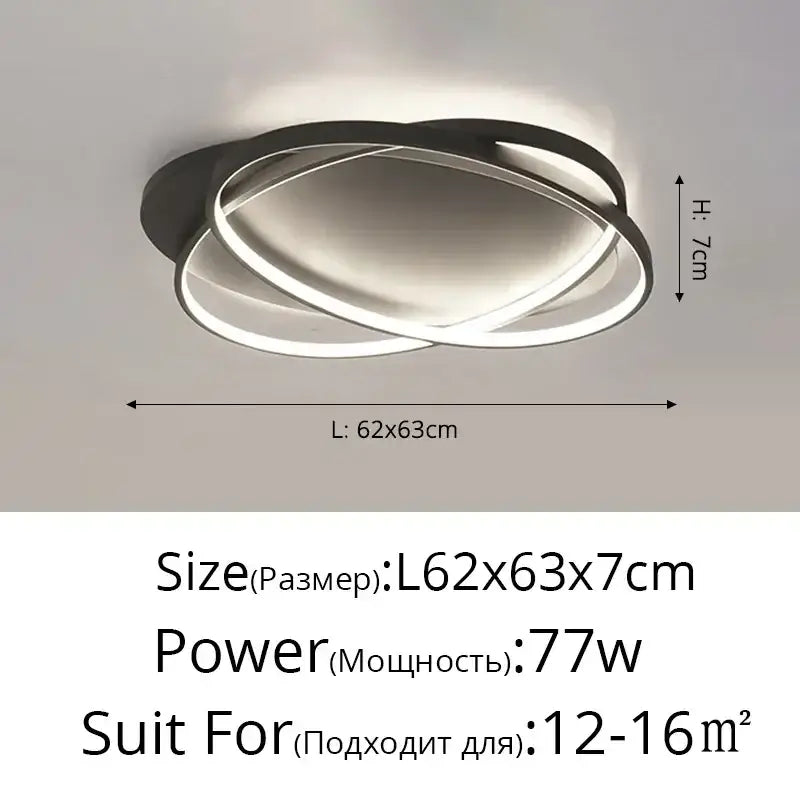 Modern black and white decorbites dimmable ceiling light featuring a sleek intertwined circular design