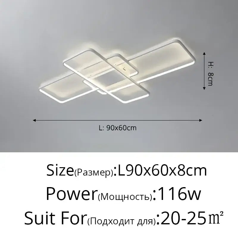 Modern white led ceiling light with sleek geometric design featuring intersecting rectangular panels decorbites dimmable ceiling