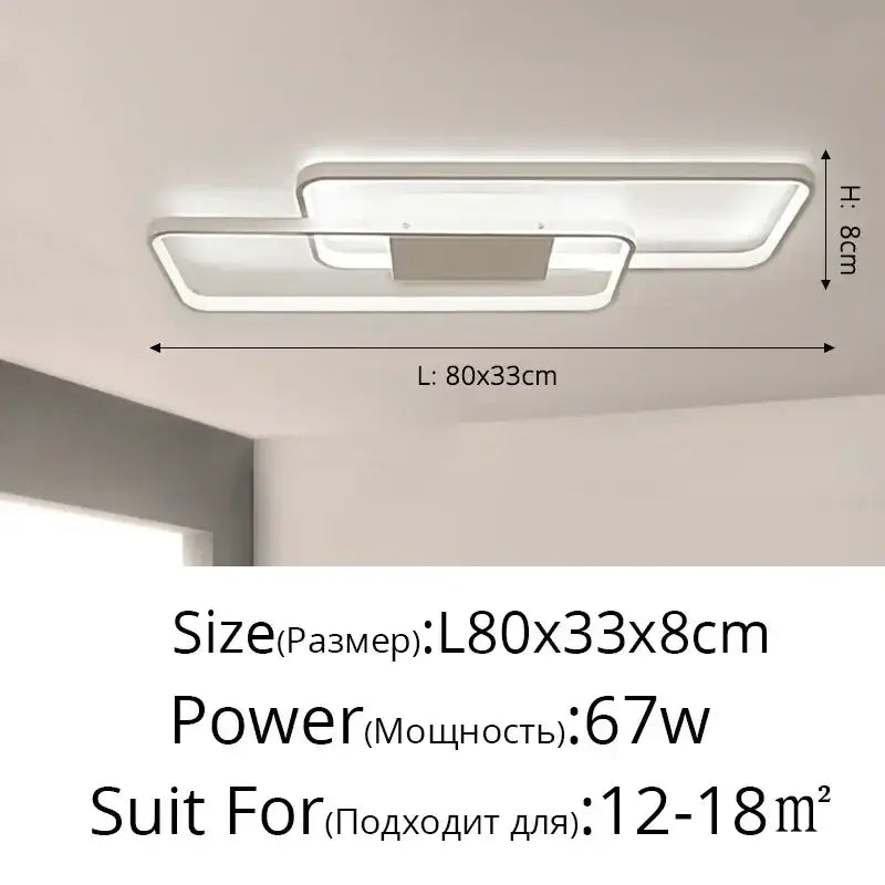 Modern white rectangular led ceiling light with a sleek layered design for decorbites dimmable ceiling use