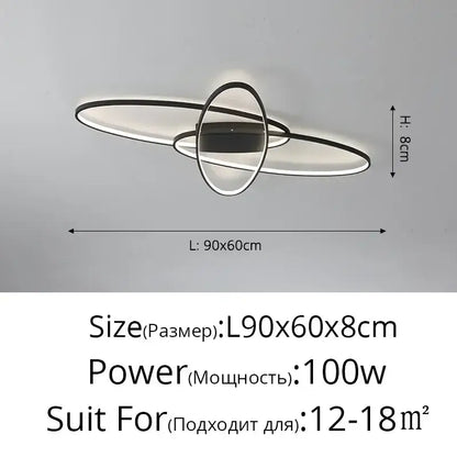 Modern black and white led decorbites dimmable ceiling light with sleek intersecting rectangular ring design