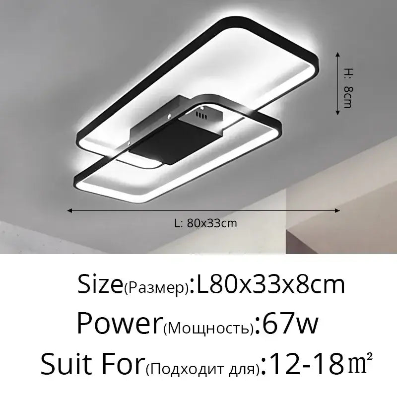 Modern black decorbites dimmable ceiling light with intersecting rectangular led panels and sleek frame design