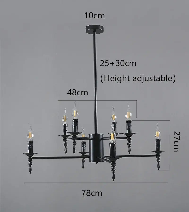 Modern black wrought iron pendant chandelier with multiple candle-style bulbs decorbites iron art led for living room decor