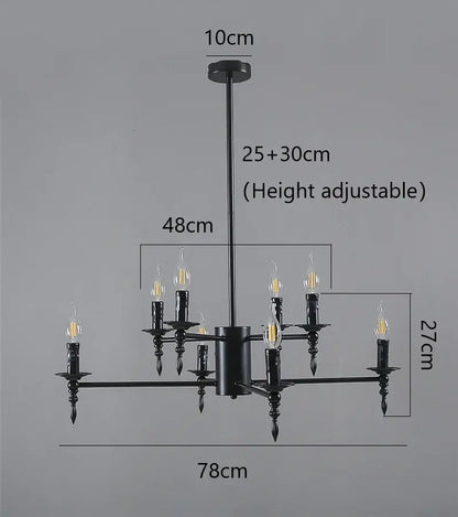 Modern black wrought iron pendant chandelier with multiple candle-style bulbs decorbites iron art led for living room decor