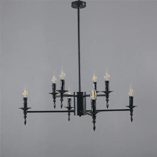 Modern black iron art led pendant chandelier with multiple candle-style bulbs for living room decorbites iron art