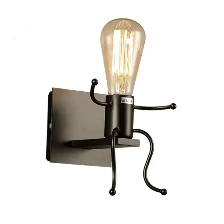 Modern black iron wall sconce with vintage edison bulb for bedroom decorbites creative led wall art decor
